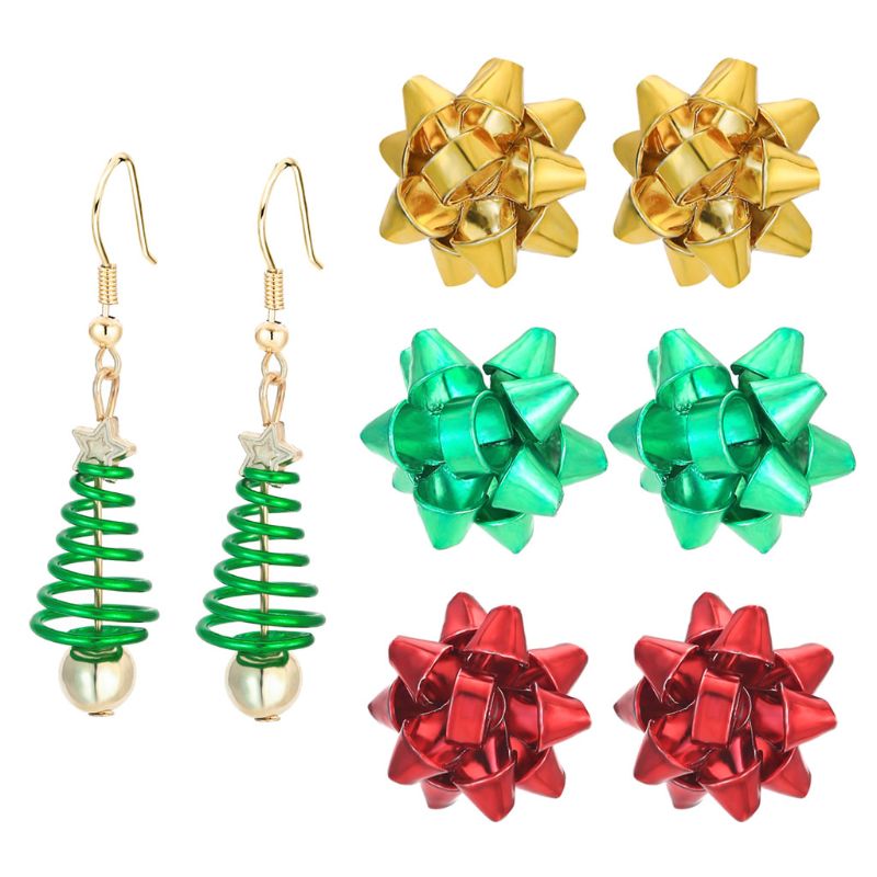 Creatieve Kerst Stud Oorbel Set X-Mas Lamp Jingle Bell Oorbellen Feestelijke Sieraden Kerst Ornamenten