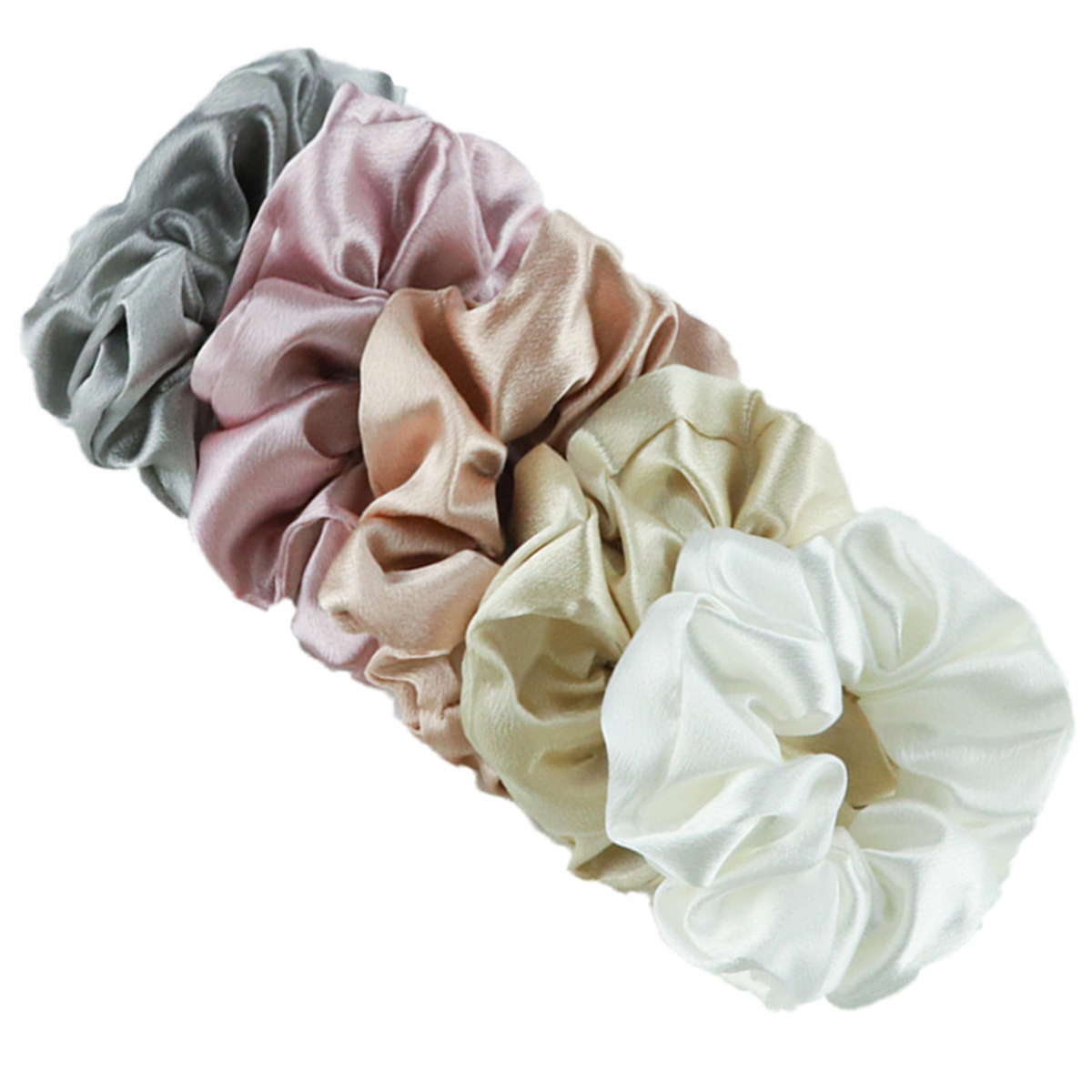 10/5 pz/lotto Accessori Donne Ragazze Raso di Seta Nastri per Capelli Solido Elastico Elegante Elastico Copricapi Titolare Scrunchy Nero