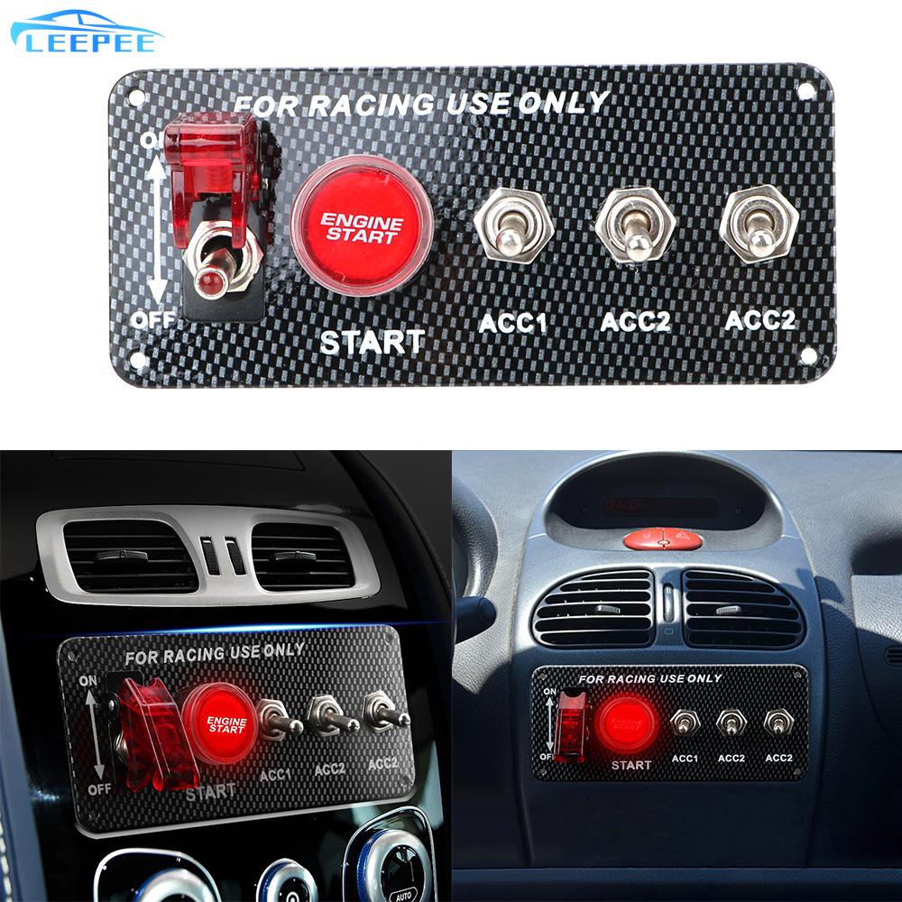 12V LED Toggle Switch Ignition Switch Panel LED Carbon Fiber for Racing Car Engine Start Push Button Car Accessories