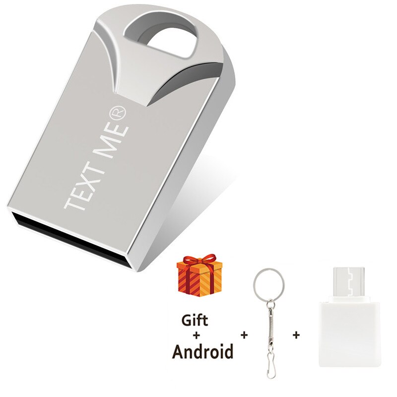 Stuur me een sms-kaart 64gb usb 2.0 metalen model pendrive 4gb 8gb 16gb 32gb super mini flash drive usb: 4gb / Zilver