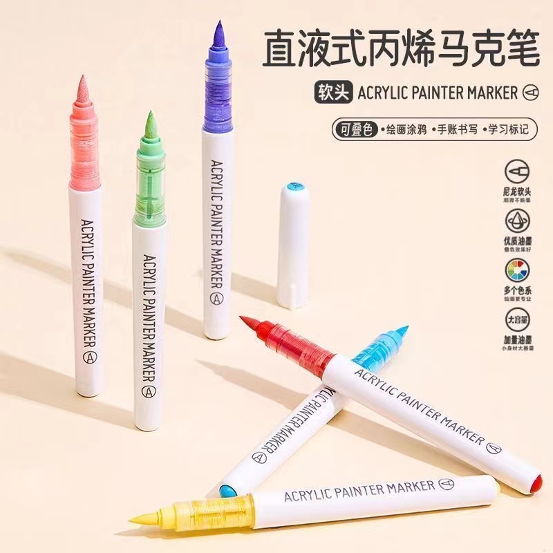 terug naar school accessoires Esthetische briefpapier graffiti Kleur markers acryl marker Penseelpunt pennen kunstbenodigdheden tekenpennen