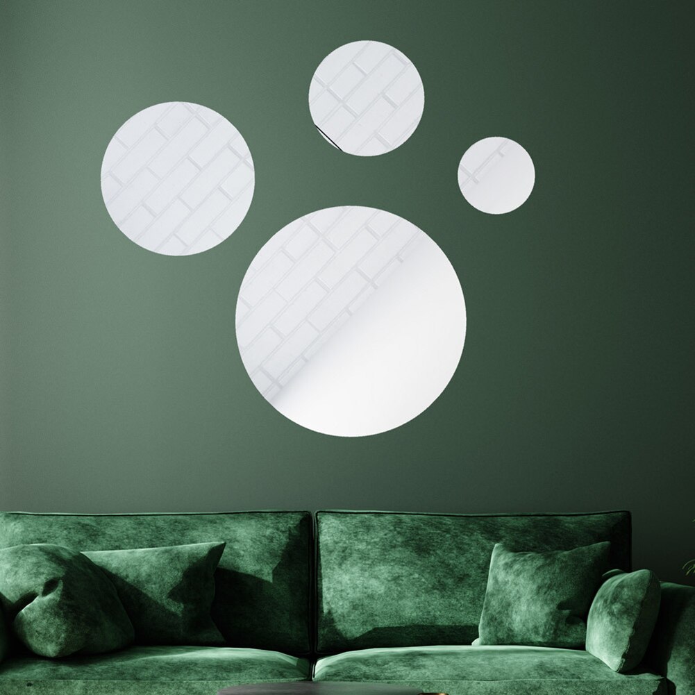 Espejo redondo autoadhesivo para decoración del hogar, calcomanías decorativas 3D de acrílico, Mural de 10-30cm, para dormitorio, sala de estar