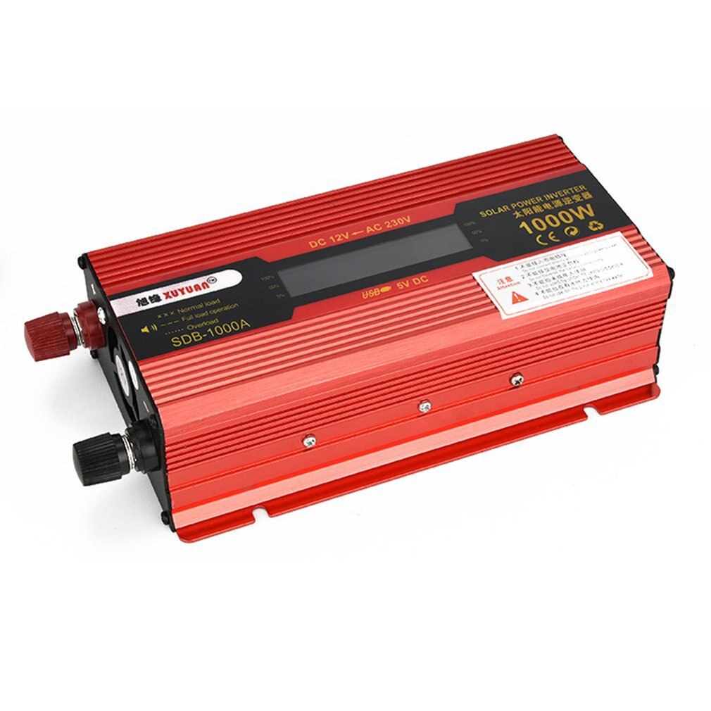 XUYUAN Car Inverter DC12V 50Hz Red Power Converter Inverter With Display Screen With USB Port Cooling Fan System