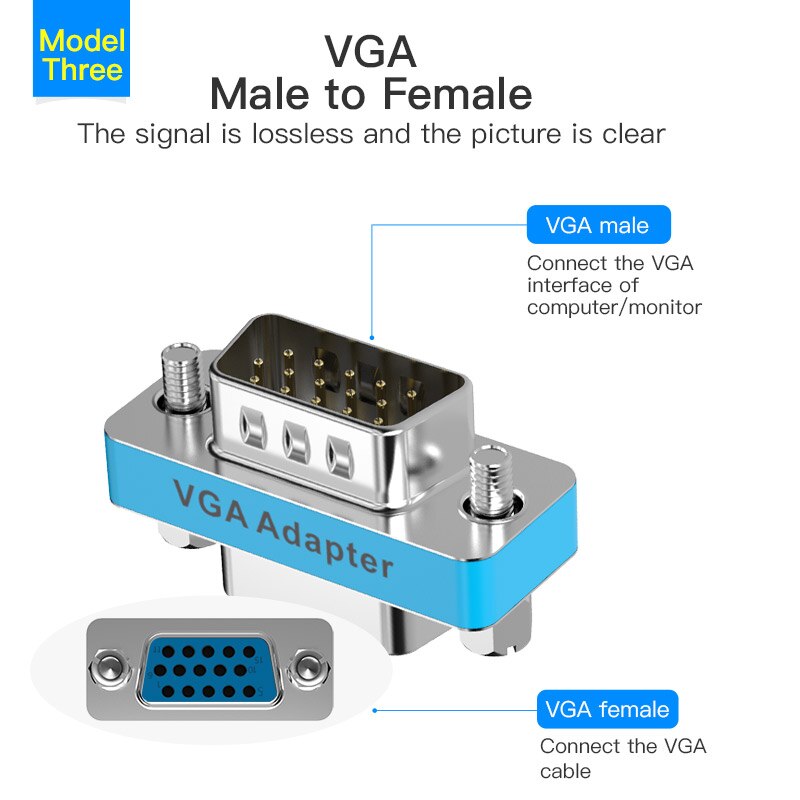 Vention VGA Coupler 15 Pin VGA Male to VGA Feamle Adapter HD15 Female to Female Gender with Gold-Plated for PC TV SVGA Adapter: DDAI0