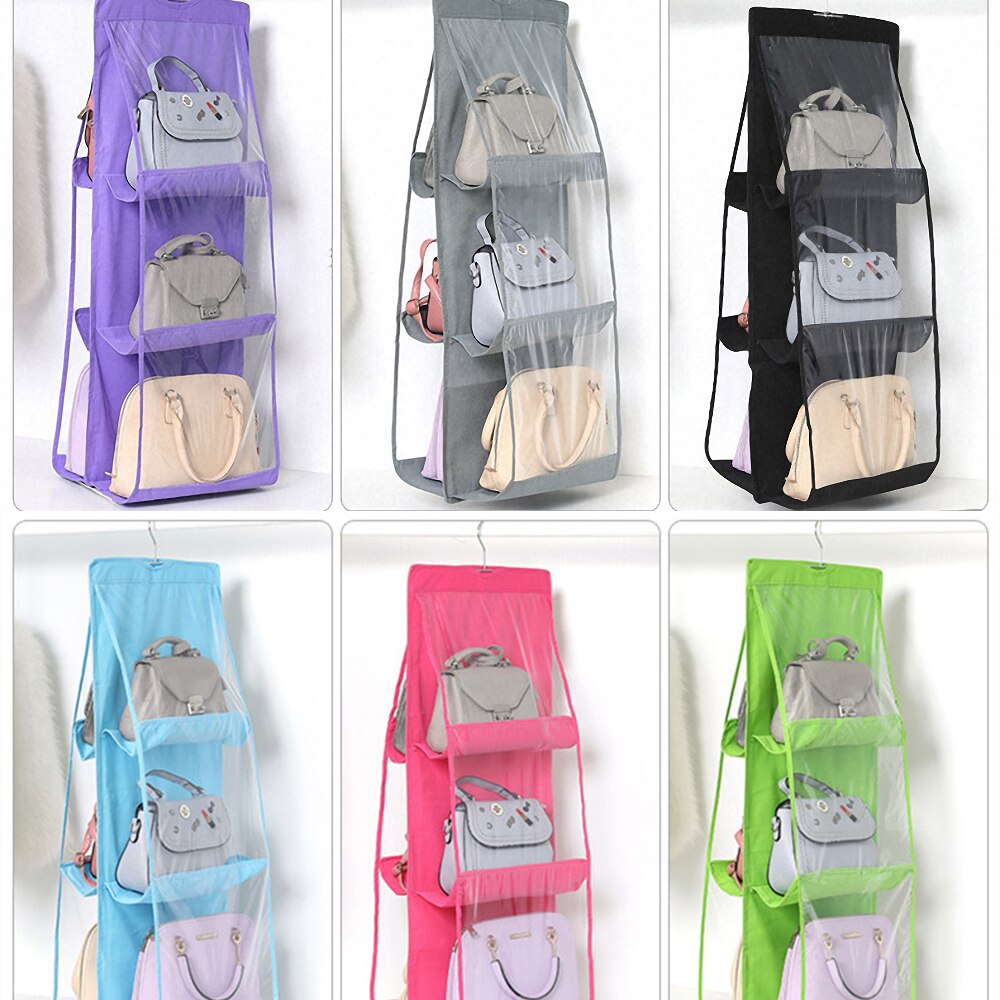 6 Pocket Opvouwbaar Opknoping Tas 3 Lagen Vouwen Plank Bag Purse Handtas Organizer Deur Diverse Pocket Hanger Opslag Closet Hanger