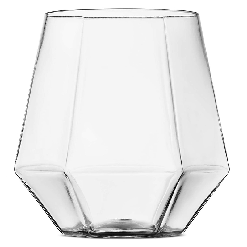Verre à vin hexagonal en diamant à bord doré, style européen, plastique, ménage, transparent, whisky, étranger, 1 pièce: BLEU CIEL