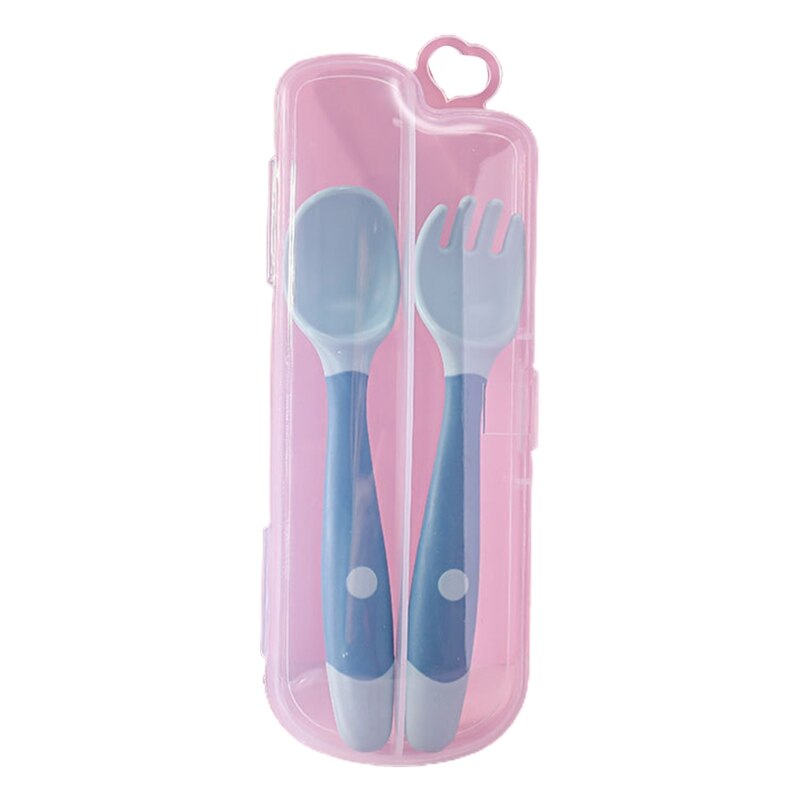 impostato di forchette per cucchiaio per bambini impostato di posate per stoviglie in silicone morbido pieghevole pieghevole 87HD: Boxed Cloudy verde
