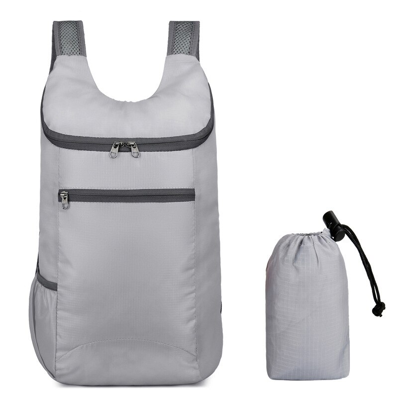 20L Unisex Waterproof Foldable Bag Outdoor Backpack Portable Camping Hiking Traveling Daypack Leisure Unisex Sport Bag Backpack: Grey