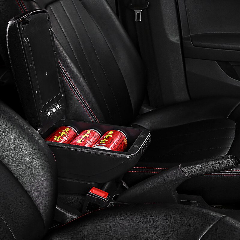 Accoudoir central en cuir synthétique pour ford ecosport, boîte de rangement, porte-gobelet, cendrier, accessoire de style automobile
