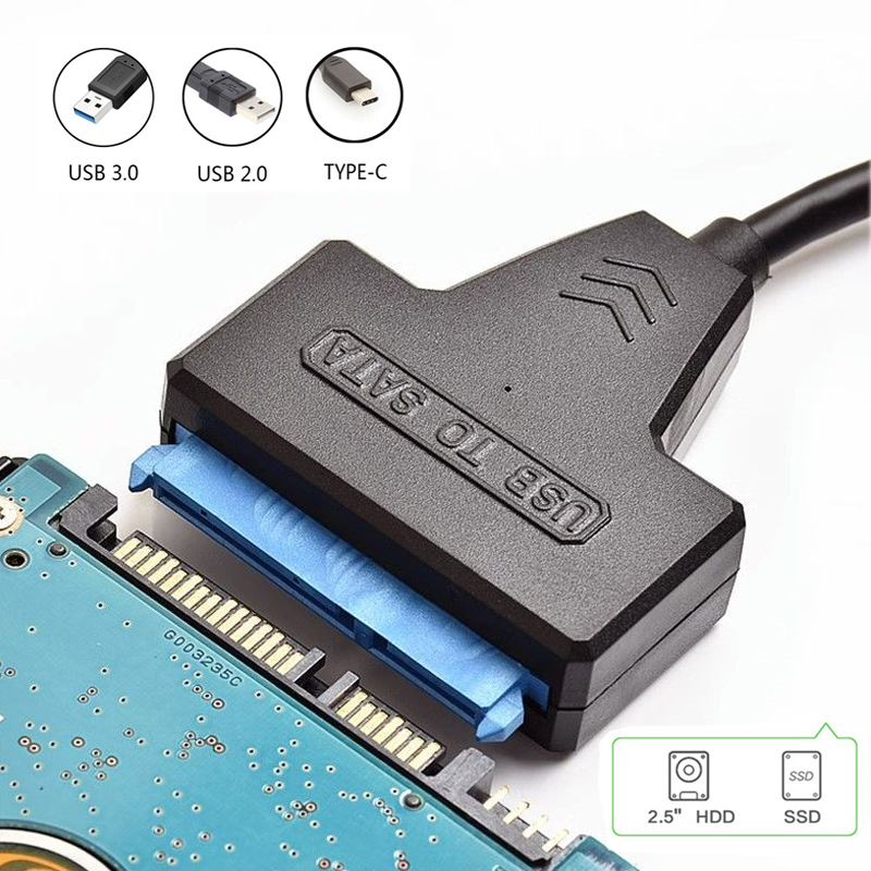 SATA naar USB 3.0/2.0/Type-C-kabel tot 6 Gbps voor 2,5 inch externe HDD SSD harde schijf SATA 3 22-pins adapter USB naar Sata III