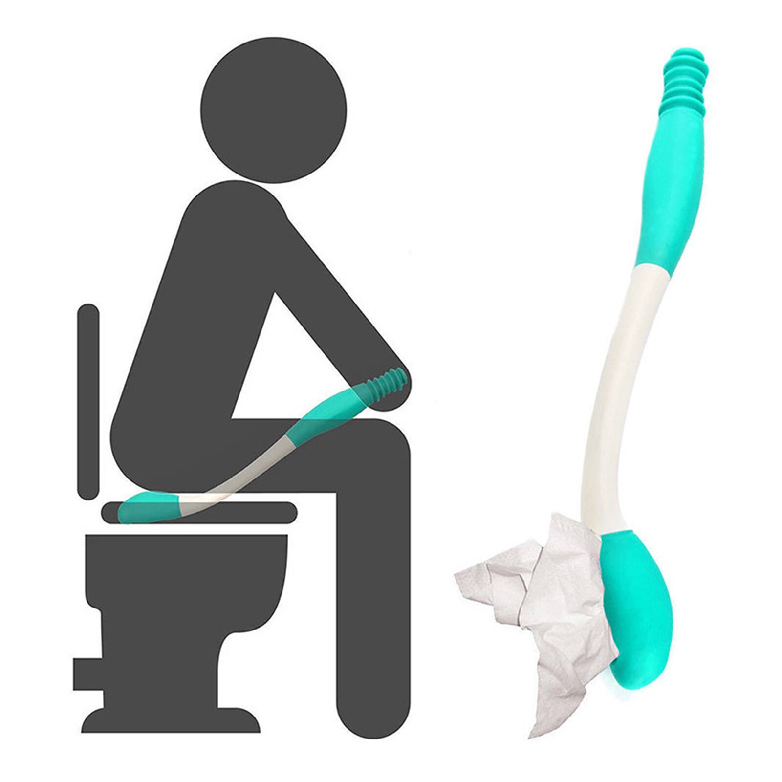 Long Handle Reach Comfort Bottom Wiper Self Wipe Assist Holder Toilet Paper Tissue Grip Self Wipe Aid Motion Assistance