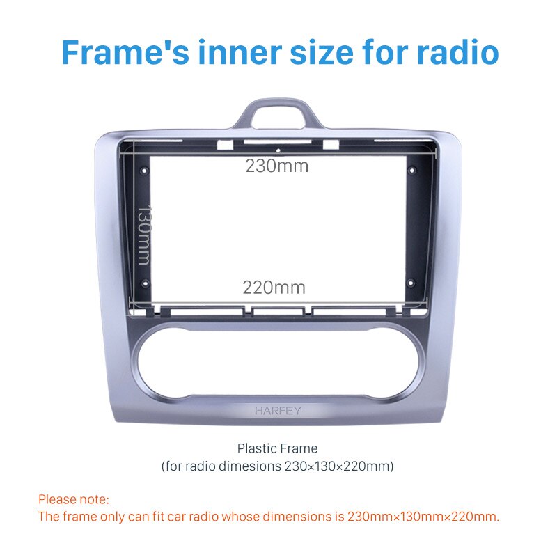 Harfey 2din Fascia Frame Autoradio Frame 9 inch Stereo Plaat voor FORD FOCUS in Dash Mount Kit Trim panel Geen kloof Inbouwen
