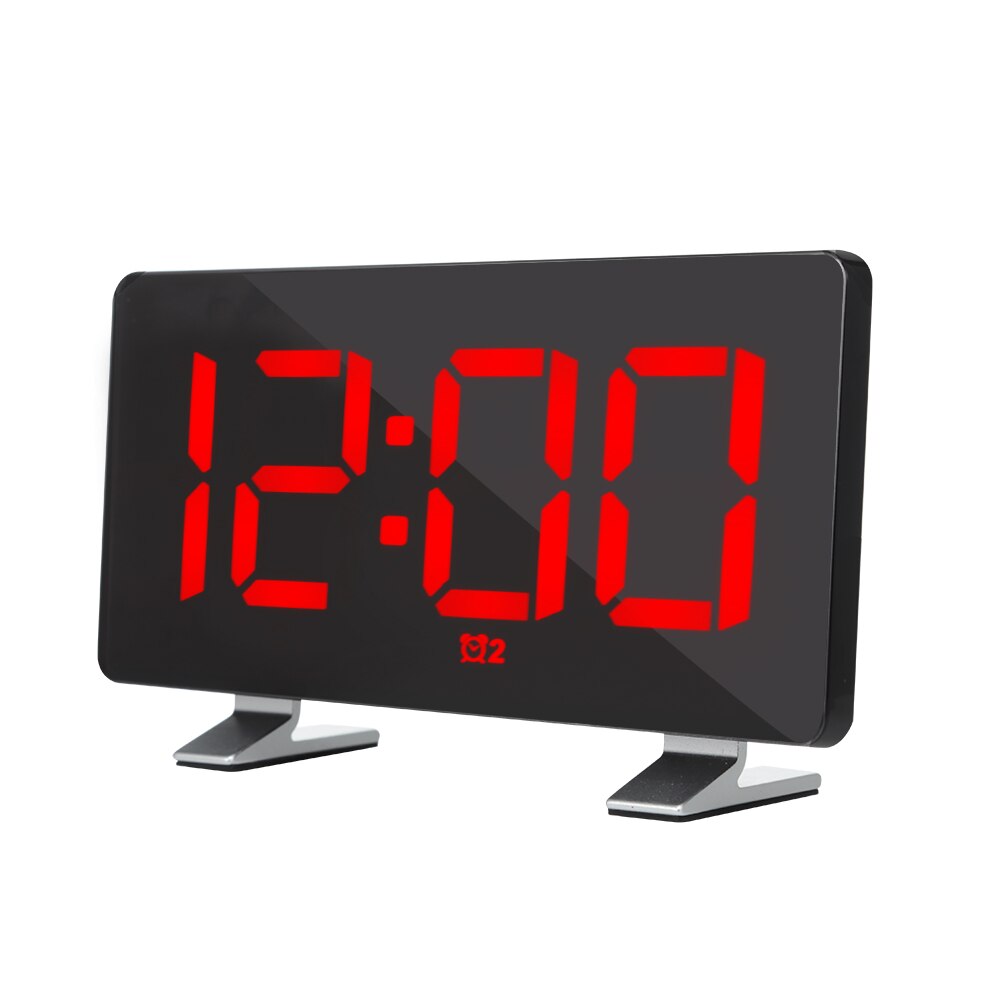 LED Music Digital Alarm Clock With USB Charging Port Snooze Function Brightness Adjustable Table Clock Bedroom Study Room Decor: Red
