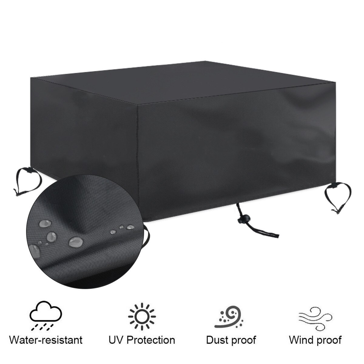 6 Sizes Waterproof Patio Fire Pit Cover Black UV Protector Grill BBQ Shelter Outdoor Garden Yard Square Canopy Furniture Covers