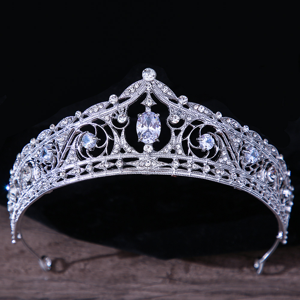 Diadèmes de mariée en cristal de couleur argent, couronne de luxe, strass, diadème de concours, couvre-chef, accessoires pour cheveux de mariage: Argent