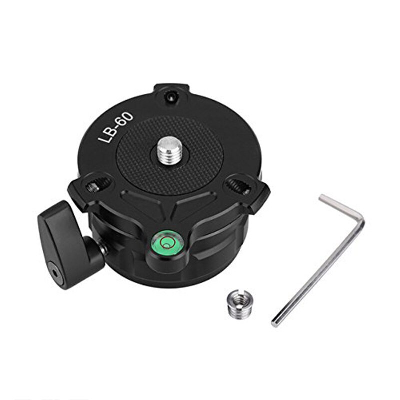 Kingjoy LB-60 69mm nivelamento ajustável rápido nível de panning base com nível de bolha deslocada para todos os tripés com 1/4 thread