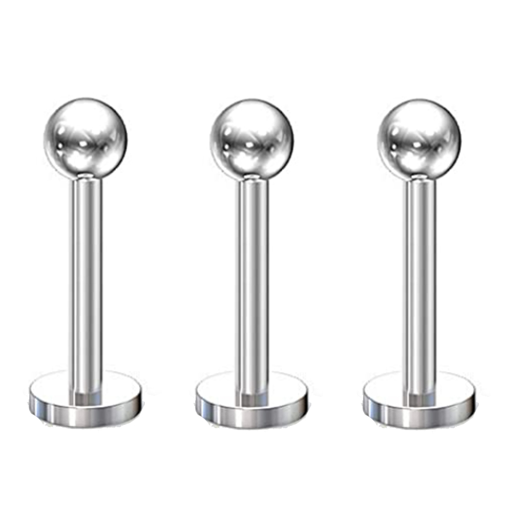 3pcs 16g Labret Studs Lip Ring Snakebite Monroe Bioflex Flexible Cartilage Conch Forward Helix Tragus Steel Ball Pick Size: WHITE / Rhodium Plated
