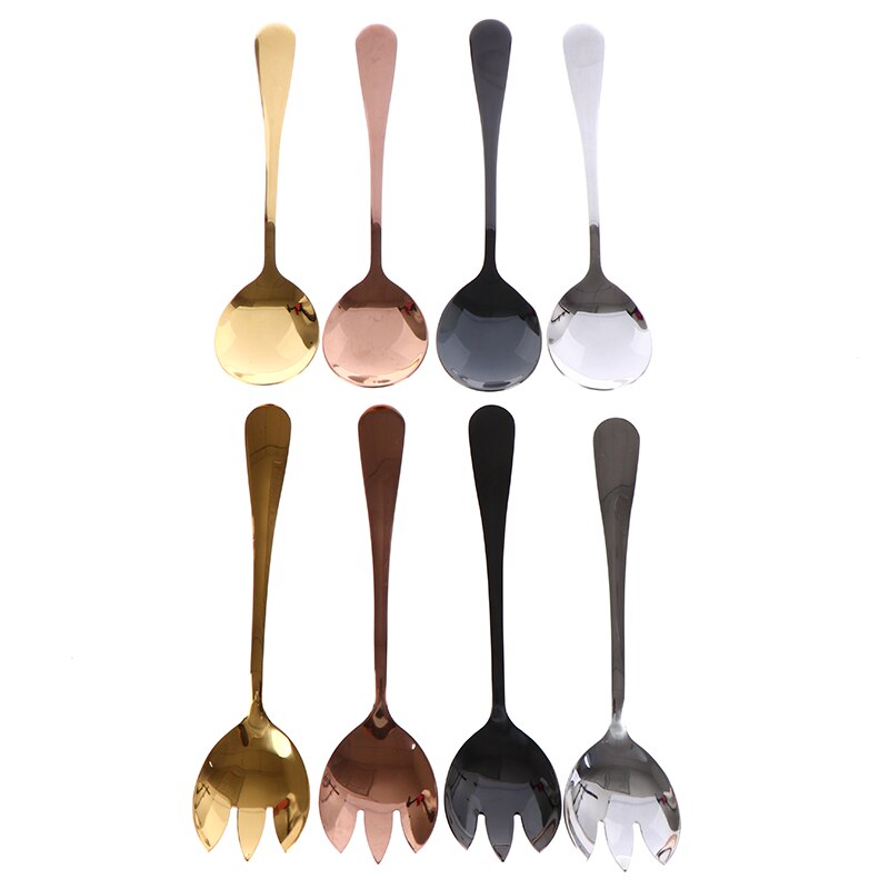 2Pcs Salade Spoonfork Rvs Bestek Set Opscheplepel Setcolorful Lepels
