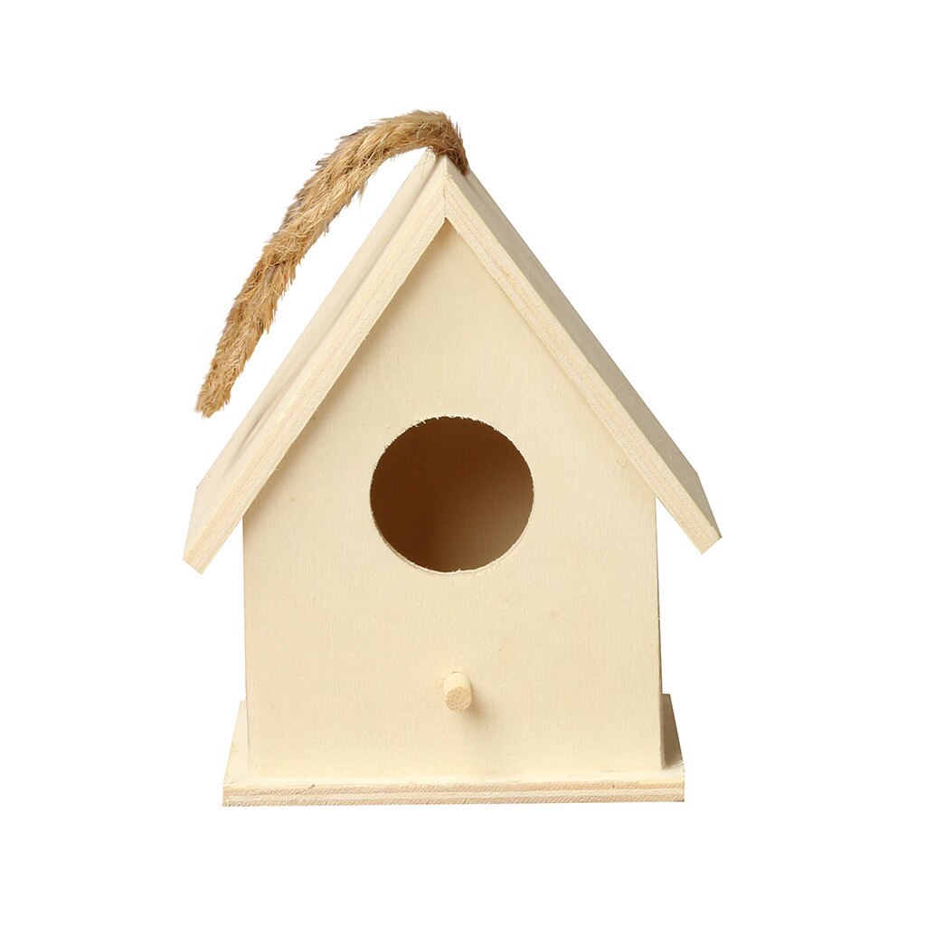 Wooden Bird Nest Hanging Bird House Natural Wooden Bird Cage Resting Place Wall-mounted Outdoor Birdhouse Wooden Box #T1P
