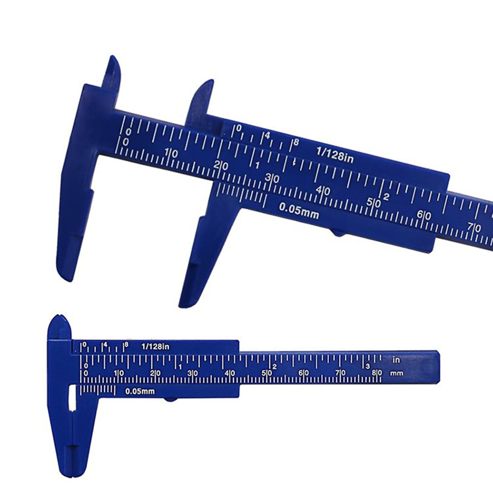 0-80mm Double Rule Scale Plastic Vernier Caliper Measuring Student Mini Tool Ruler: blue