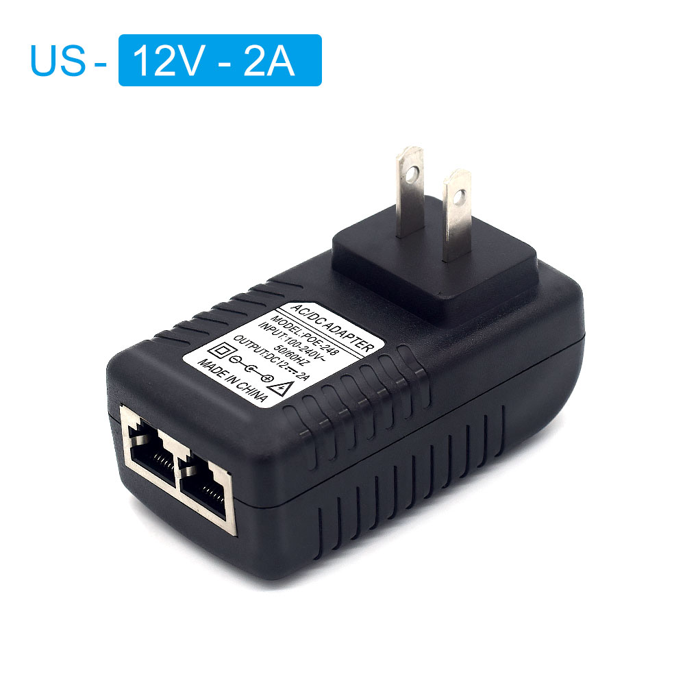1 PCS 12V 2A POE Injector Power Over Ethernet Injector POE Adapter EU/US Optional