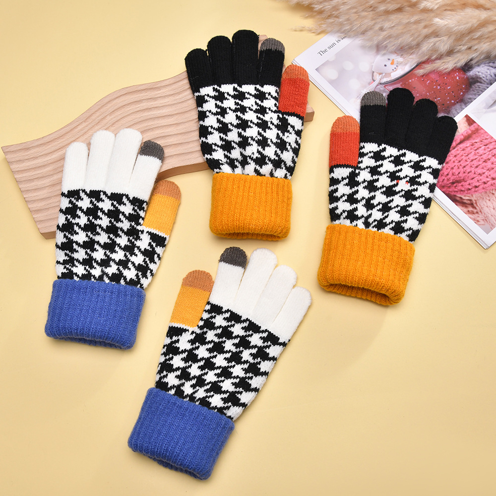 Frauen Herbst Winter Handschuhe Warme Hand Schutz Touchscreen Spleißen Dicke Handschuhe Einfarbig Einfache Lustige