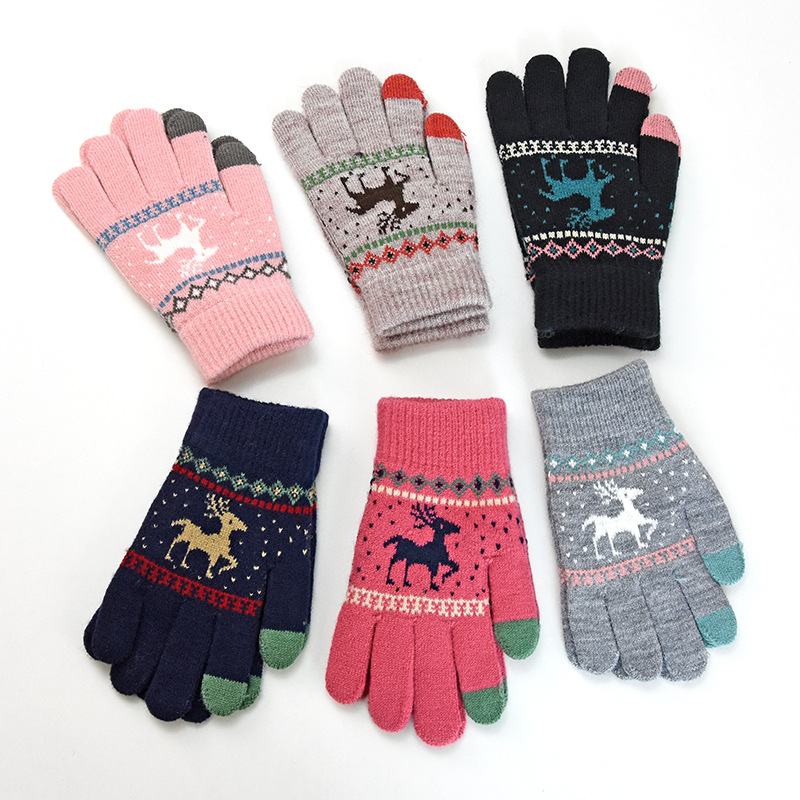 Neue kinder handschuhe in herbst und winter große kinder warme wolle gebürstet Weihnachten deer handschuhe eltern-kind handschuhe kinder