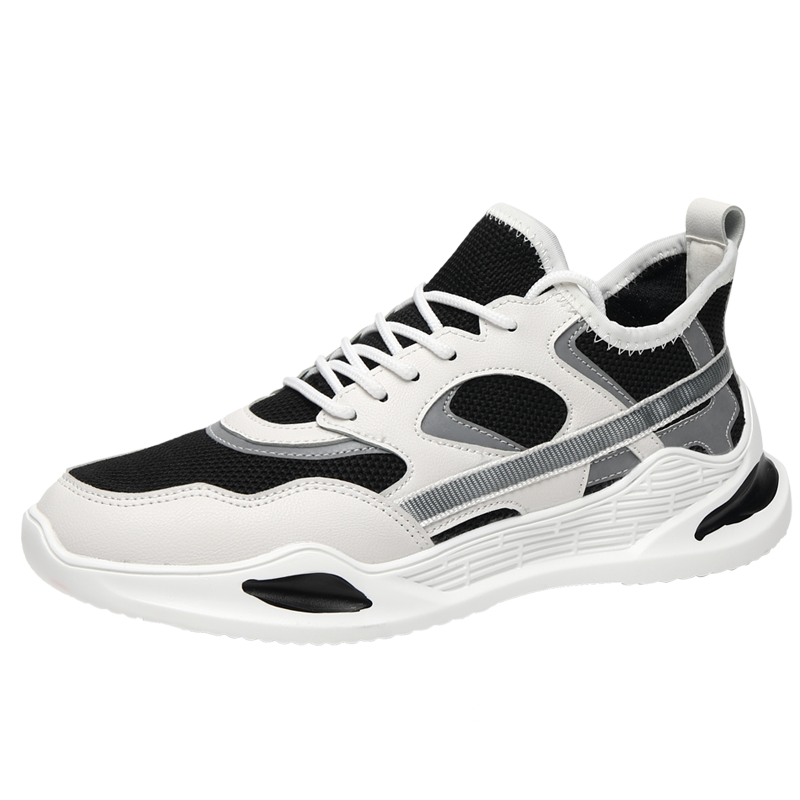 Dämpande andningshål herr fritidsskor andningsbara sneakers gym träning althetic outdoor skor lätta: Svart / 7.5