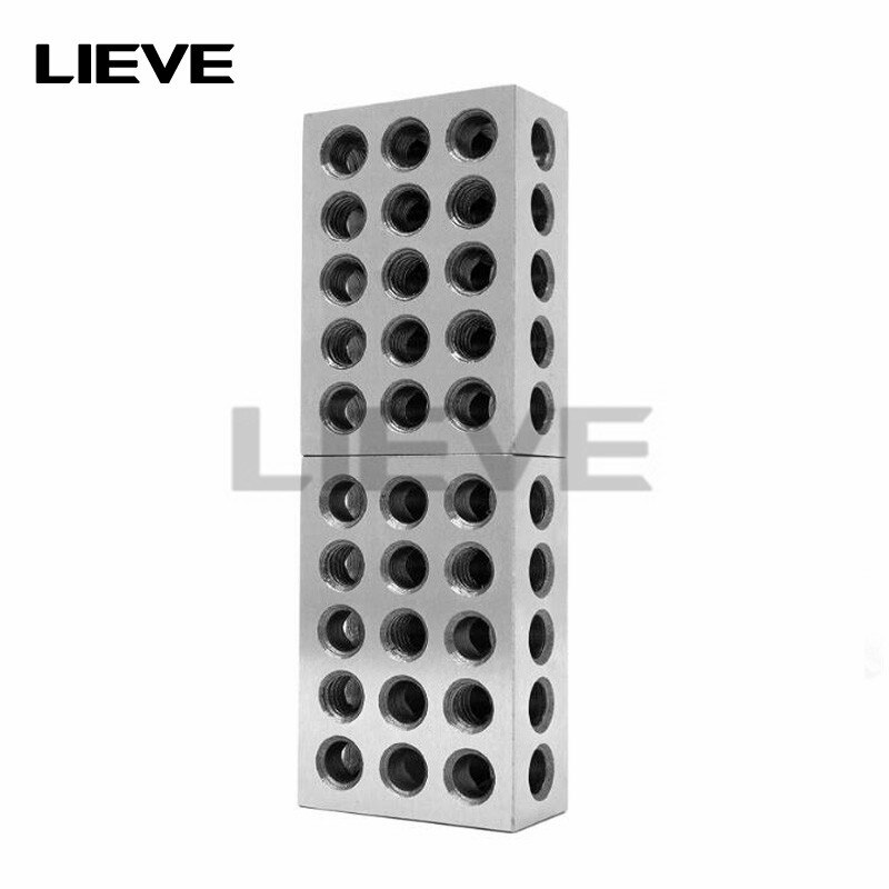 2Pcs Hardened Steel 1x2x3inch Blocks Precision Ground .0002 inch Hardened Milling Tools 23 Holes block gauge