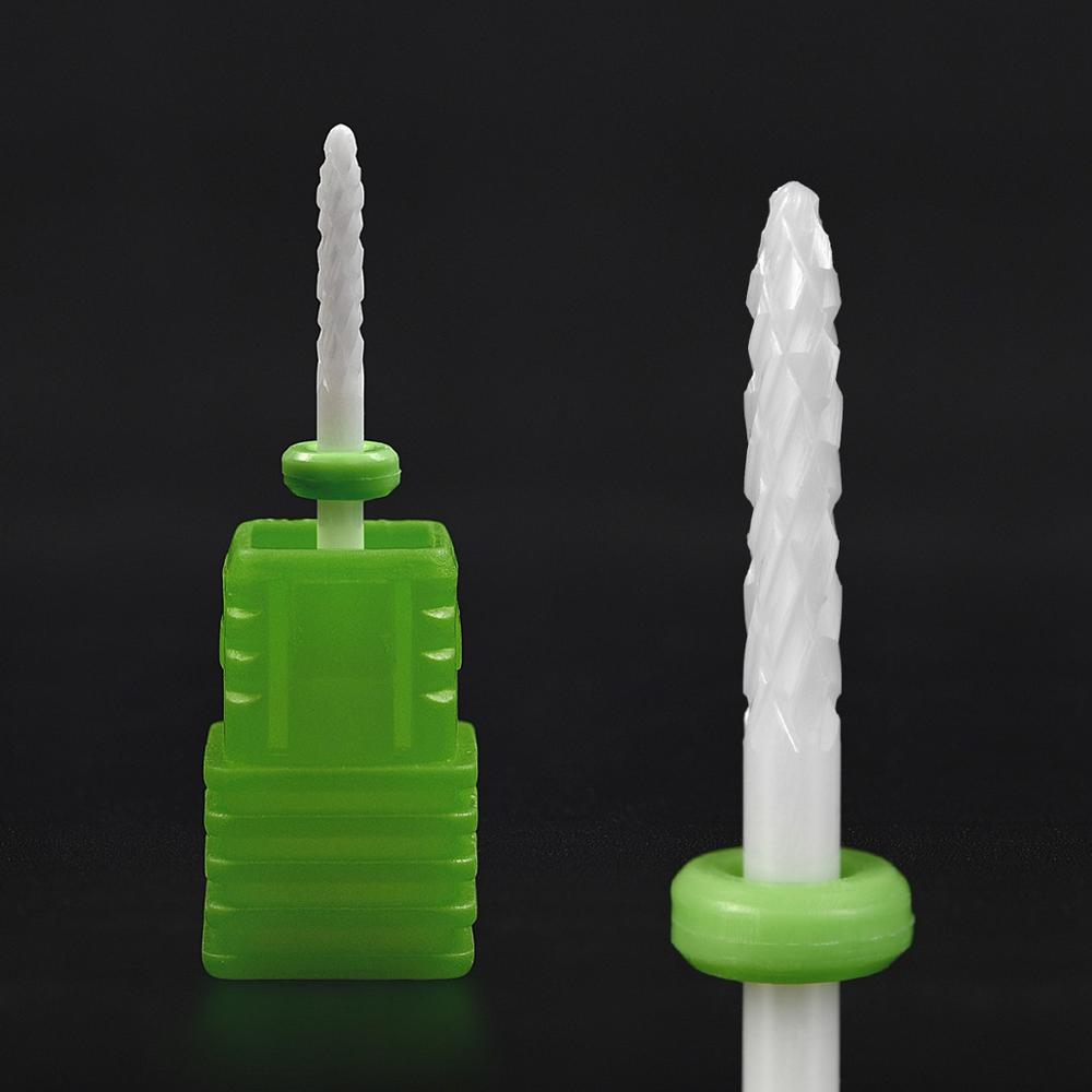 Novo fino cerâmica prego broca cabeça de moagem para manicure elétrica broca ferramenta de broca de cerâmica bico prego broca fresa: Green