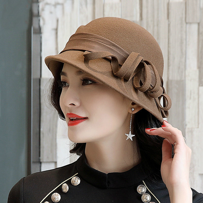 Beckyruiwu Lady Banquet Grace Special Shade Pure Wool Felt Hats Women Party Formal Asymmetric Fedora Hat