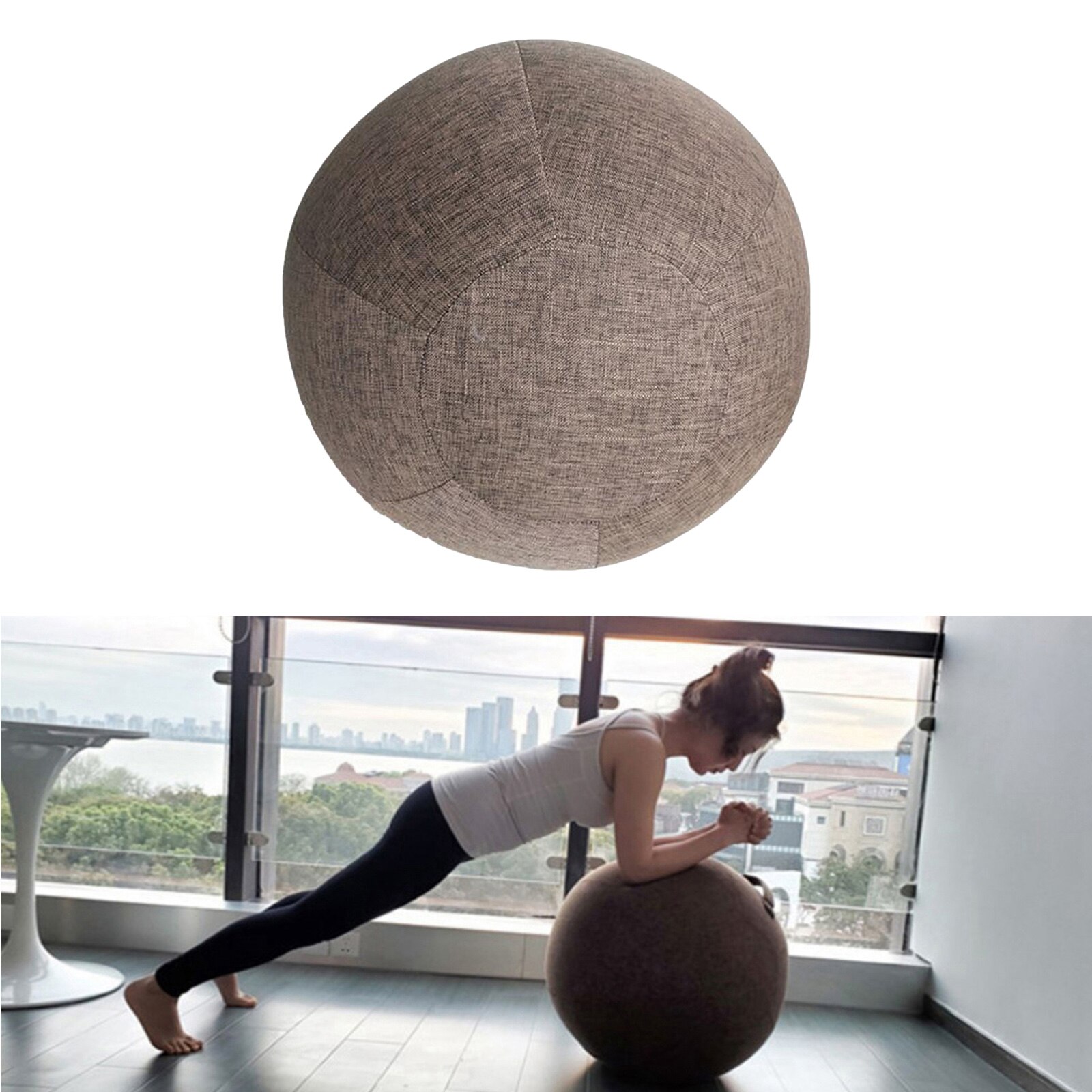 55cm træningsbolddæksel yoga pilates bold siddende kuglestolovertræk træningsbold beskytter dækning pilates gymbold: Kaffe