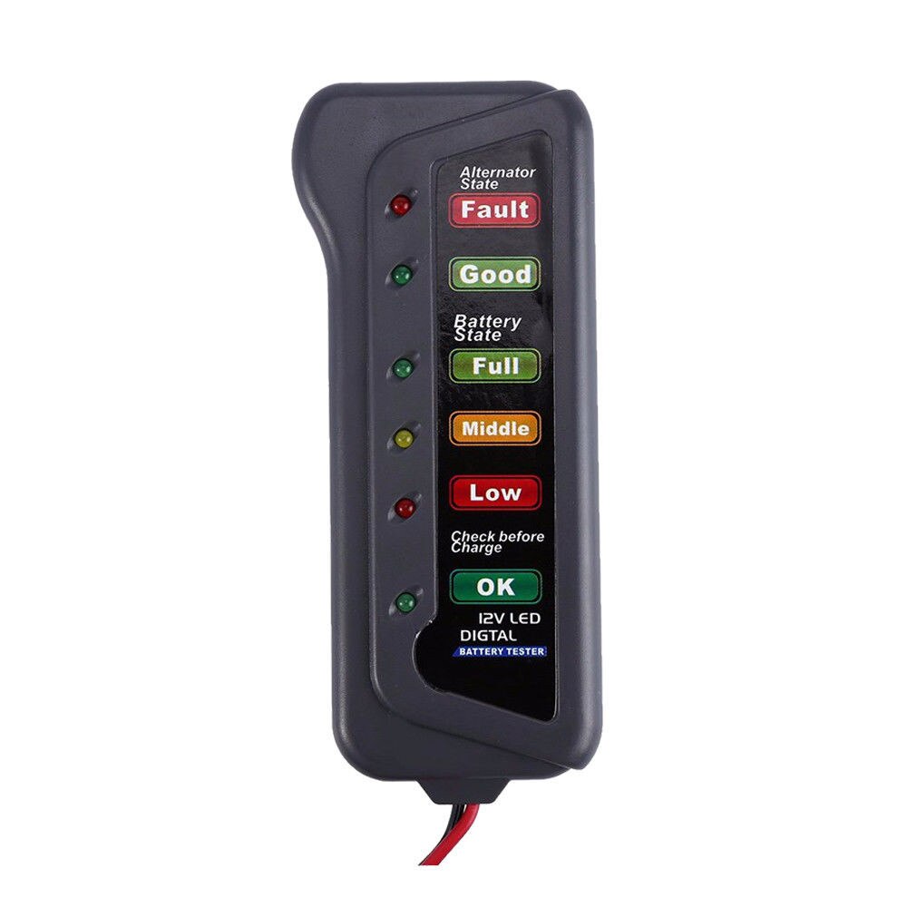 Probador de alternador de batería Digital de 12V herramienta de diagnóstico de vehículo de coche con 6 luces LED probadores de batería para Motor de coche #20