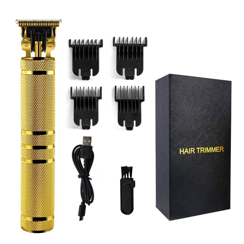 Tondeuse à cheveux professionnelle sans fil 0mm tondeuse à baldaquin t-blade pour hommes zéro gappé détail barbe rasoir Barbershop: Or