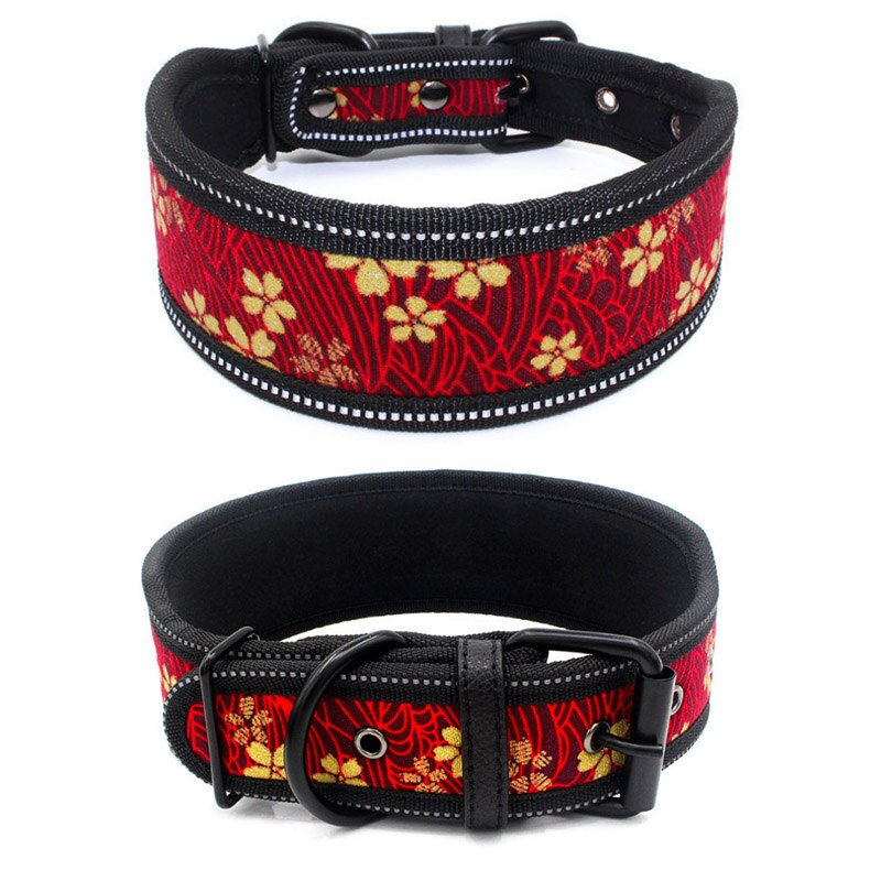 10 kleuren reflecterende puppy grote halsband met gesp verstelbare huisdierhalsband voor kleine, middelgrote en grote honden Pitbull-riem hondenketting: S / Blauw