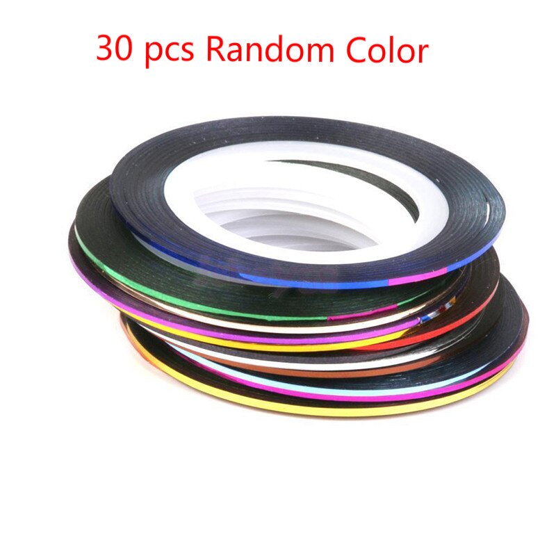 Cinta de líneas de pelado de uñas multicolor, adornos de decoración para uñas, rollo de cintas adhesivas, herramienta de decoración para manicura, 10/20/30 colores: 30 pcs Random Color