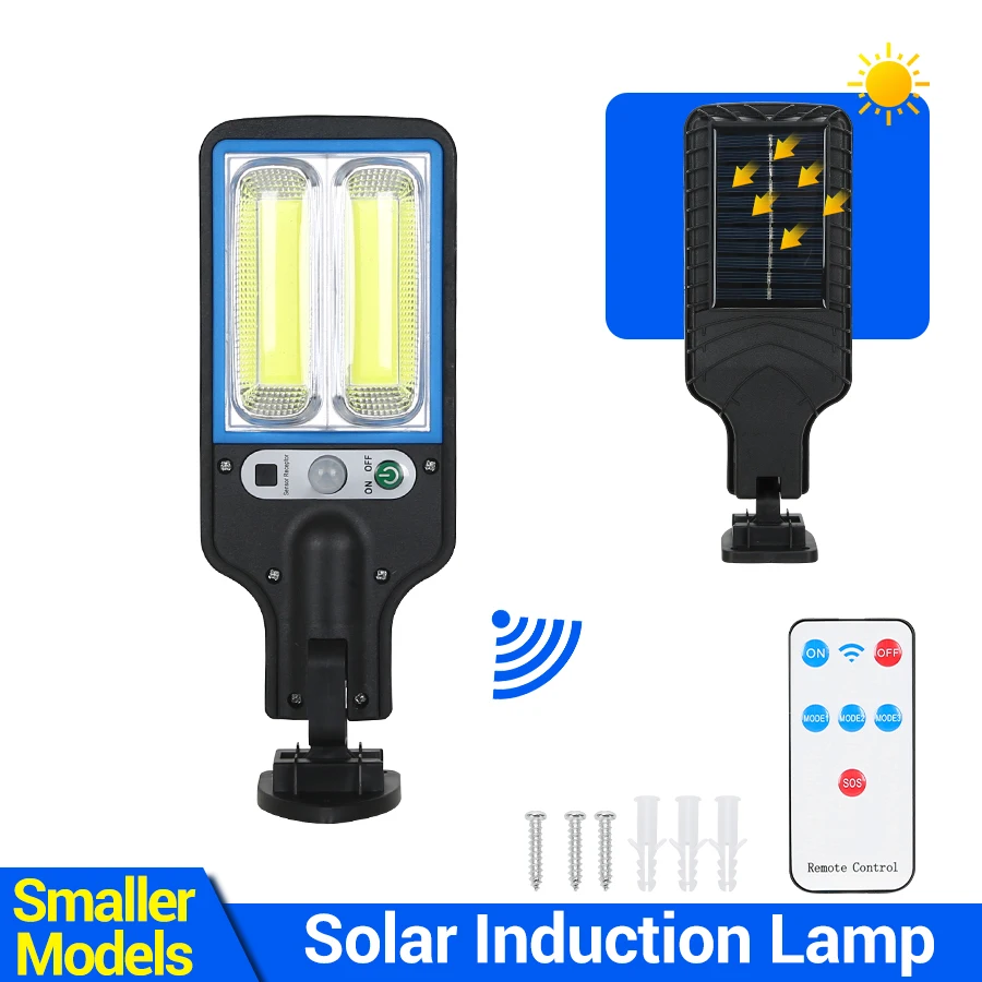 Outdoor Solar COB-straatverlichting met 3-lichtmodus Bewegingssensor Wandlamp Oplaadbare tuin Binnenplaats Yard Path Beveiligingslamp: RGB