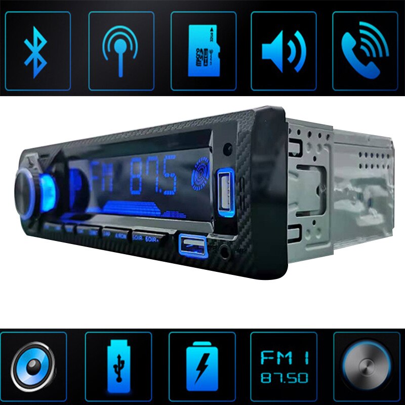 Bilradio 1 din stereoafspiller digital bluetooth bil  mp3 afspiller 60 wx 4 fm radio stereo musik usb/sd med instrumentpanel auxili