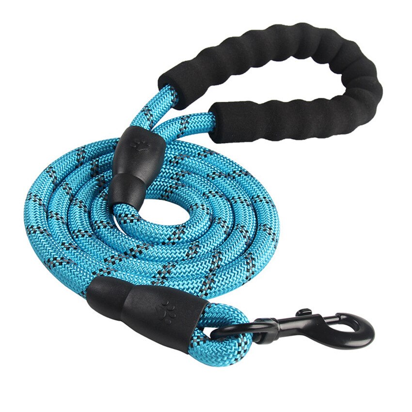 Laisse pour chien en Nylon, corde ronde d'escalade réfléchissante, Durable, 1.5M, petit et moyen gabarit, avec poignée confortable: Blue
