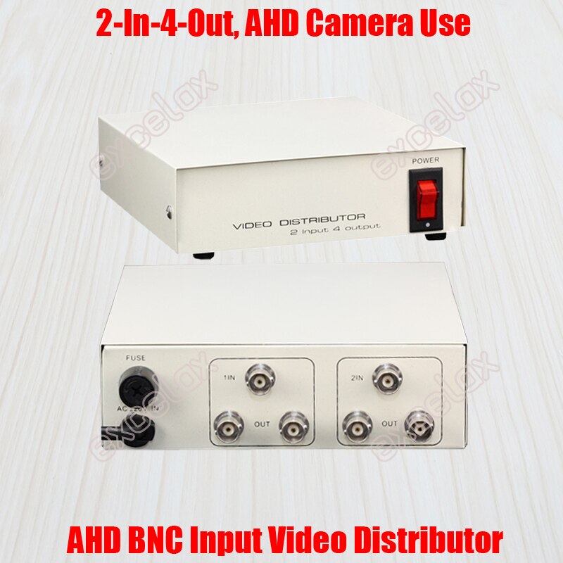 Ac220v 2 in 4 ud ahd bnc-stik ahd videodistributør 2-4ch videosplitter til analog hd cctv sikkerhedskamerasystem