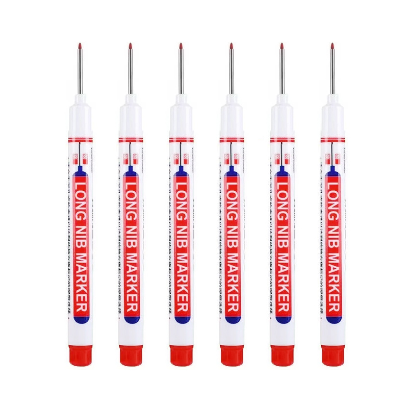 6pcs 20MM Red/Black/Blue/White/Green Ink Long Head Markers Bathroom Woodworking Decoration Multi-purpose Deep Hole Marker Pens: Red