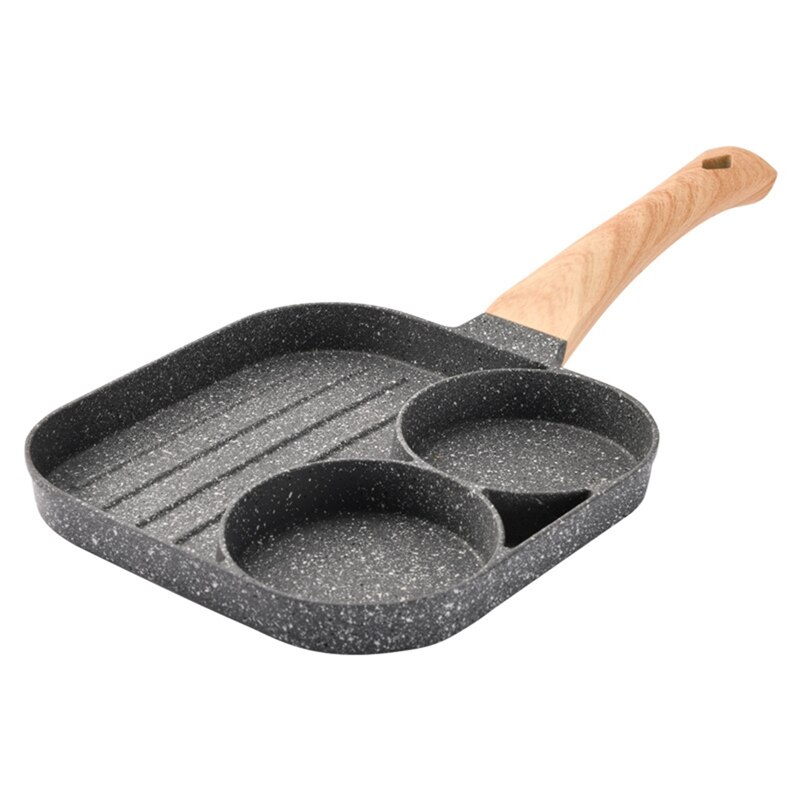 Maifan Non-stick Pannenkoek Pan, Twee Hole Steen, Drie In Een, Voor Vlees, Burger, ei, Burger, Met Houten Handvat: Default Title