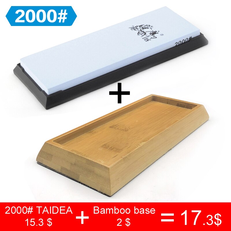 TAIDEA Sharpening stone Whetstone Base Fast sharpening knife Bamboo base Kitchen Gringer tool 240-3000#: 2000Grit Set