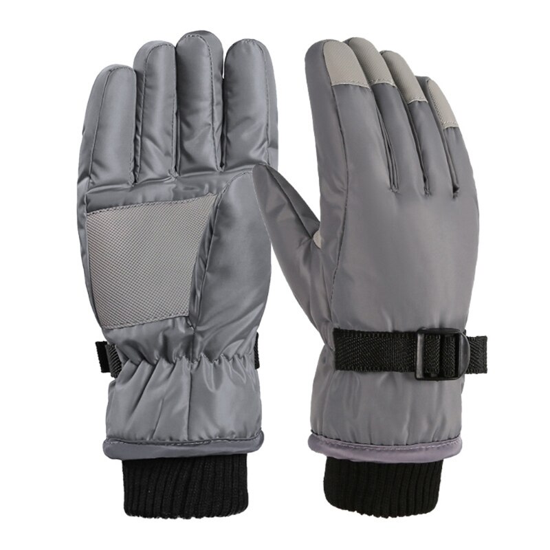 1 paio bambini sci guanti da ciclismo guanti caldi spessi impermeabili antivento sport all&#39;aria aperta guanti da Snowboard per bambini ragazze ragazzo: GRAY