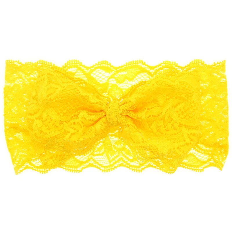 Baby freundlicher Mädchen Stirnband für Kleinkind Art Spitze Bogen Headwear Einfarbig Bands Frühling Sommer Zubehör 0-3 jahre: Gelb