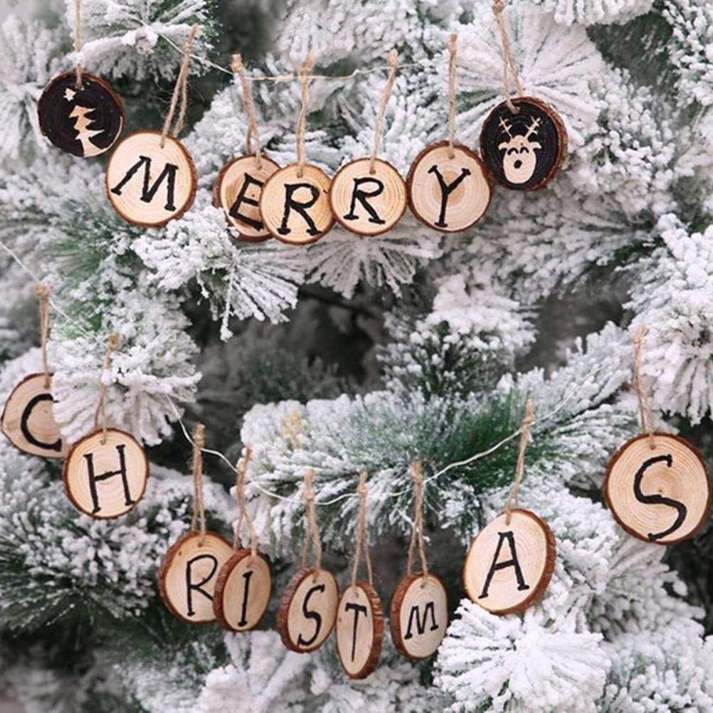 10Pcs Christmas Wood Log Circle Wood Discs DIY Crafts Wedding Centerpieces Christmas Tree Hanging Ornament