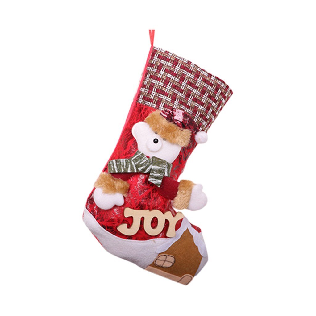 Vrolijk Kerstfeest Pluche Boom Opknoping Snoep Sokken Decoratieve Brief Patroon Kerstsok Bag Kerst Hanger