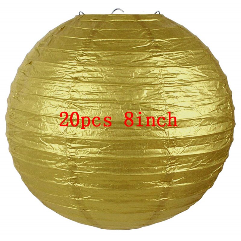 Ipalmay Goud Zwart en Wit Opknoping Ronde Papieren Lantaarns 8-10inch voor Wedding Baby Shower Evenementen Verjaardagsfeestje indoor Outdoor: 20pcs 8inch gold