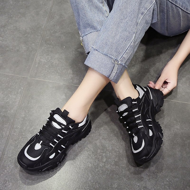 Colorful Shoes Women Autumn Walking Breathable Shoes Thick Bottom Muffin Sports Speed Shoes Across Trainers