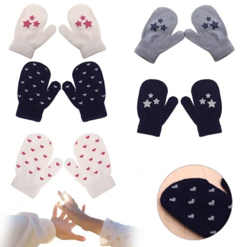 unisex Del bambino Del bambino Della Ragazza del Ragazzo Magia Lavorato A Maglia Guanti 1coppia Inverno Caldo di Stirata Morbido per Bambini stella Del Cuore di Amore del Cotone Accessori
